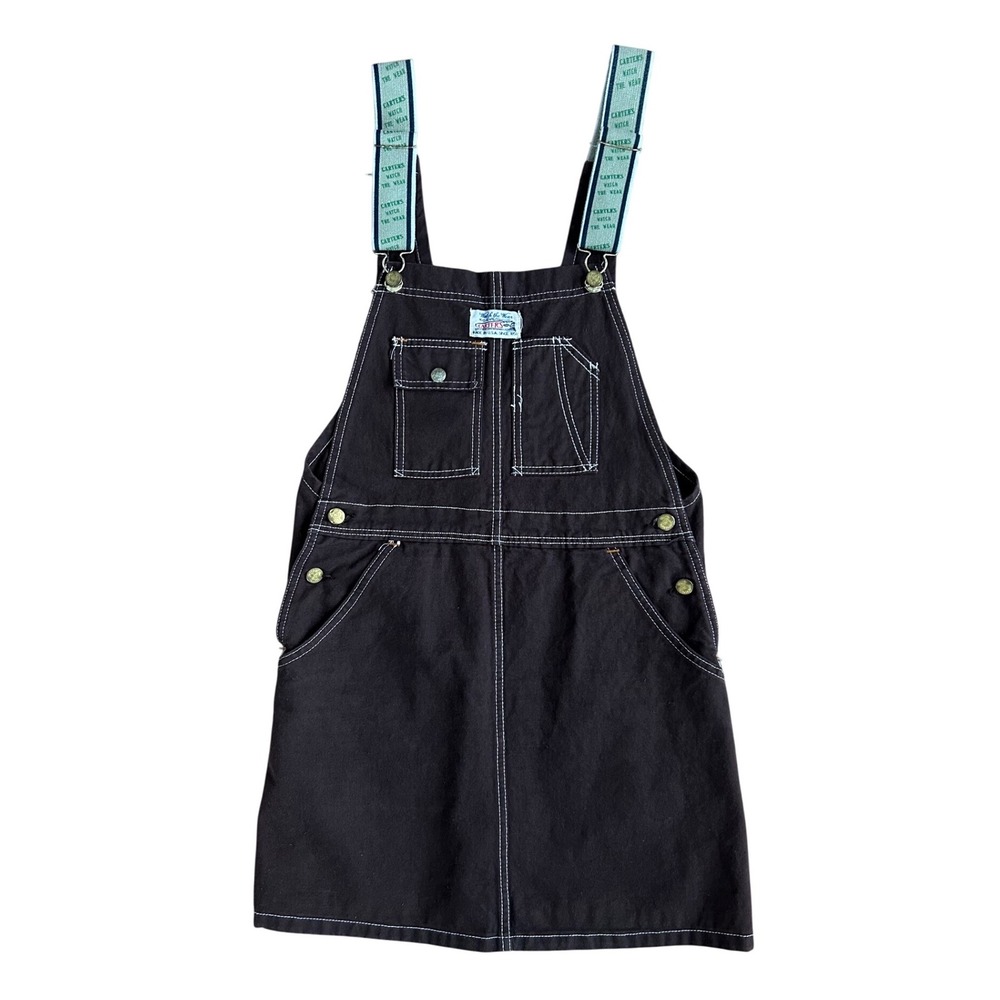 Vintage 60s 70s Carters Watch The Wear Brown Denim Overall Dress Medium USA Made